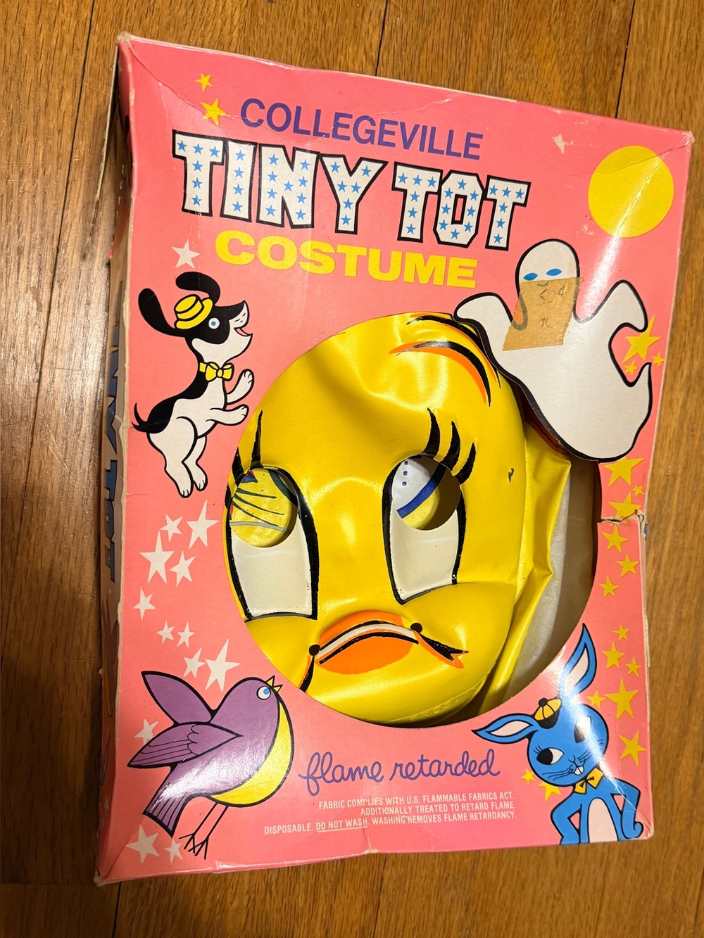 Vintage 1975 WB Looney Tunes Tweety Bird Collegeville Tiny Tot Costume 1961 Mask